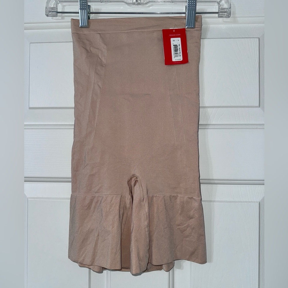 Spanx high waisted mid-thigh soft nude shorts